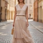 Gonna In Tulle Multistrato Color Cipria